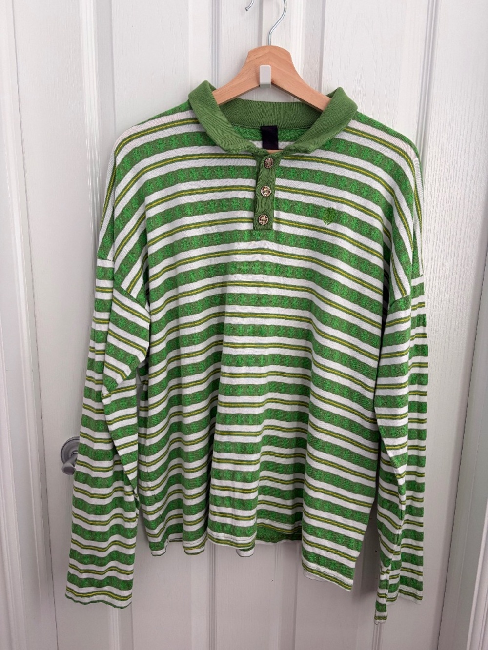 Chrome Hearts x Matty Boy 'Teens From Mars' Striped Polo Shirt, Green - Men's XL